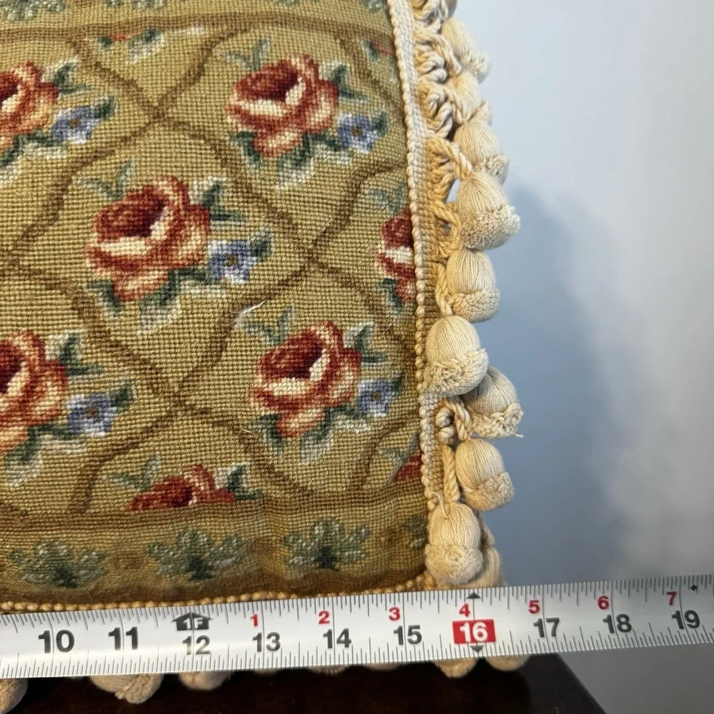 Vintage 100% Wool Embroidery Pillow 16X12